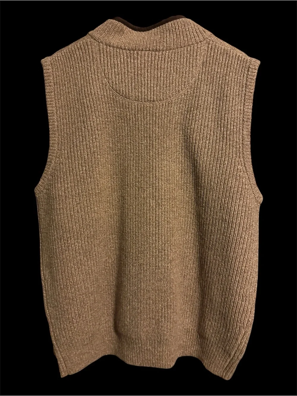 L.L. Bean Waterfowl Sable Full-Zip Merino Lambswool Sweater Vest Brown Men Sz L